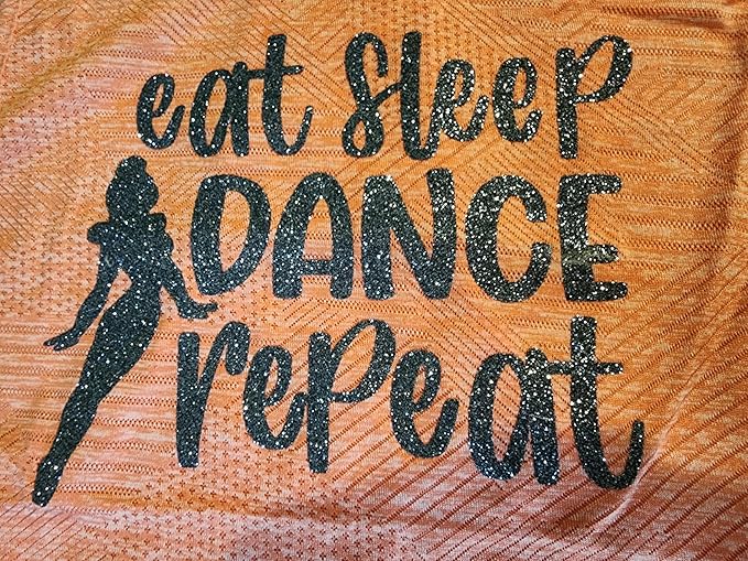 Baggy fit Dance Shirt (Peach) Silver Sparkly font "Eat, Sleep, Dance, Repeat"