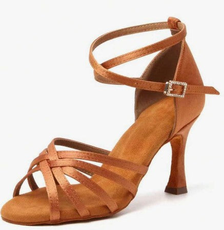 Ladies Flesh/Brown Latin heels