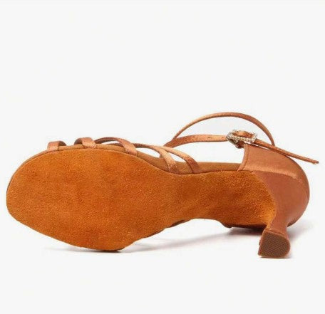 Ladies Flesh/Brown Latin heels