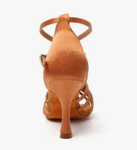 Ladies Flesh/Brown Latin heels